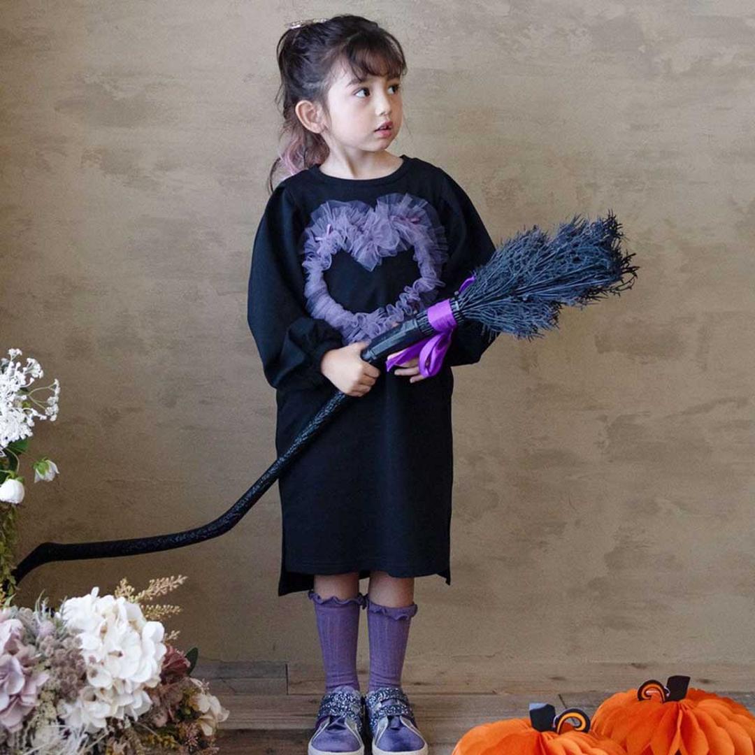 Rora ワンピース 通販 ムラサキ ハートワンピース 子供服 キッズワンピース 長袖 カジュアル ハート レース 女の子 キッズ 子供 こども 子ども お出かけ フォーマル おしゃれ かわいい オシャレ 可愛い オールインワン 子ども服 キッズファッション ブラック 110cm