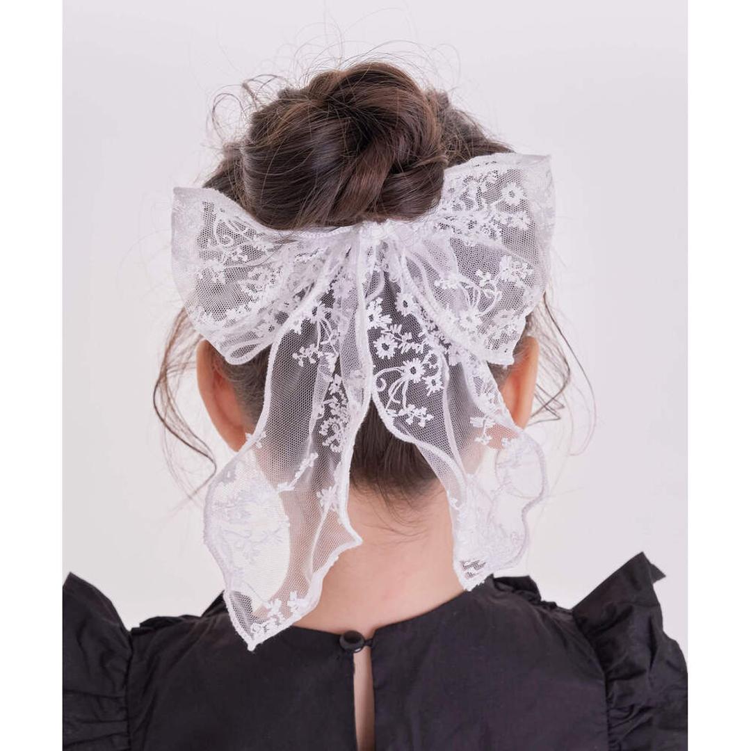 Rora キッズ ヘアゴム リボン 通販 レース 48182102 ケイティ総レース立体リボンヘアゴム 大きめ 女の子 大人っぽい 卒園式 入学式 結婚式 発表会 オシャレ 可愛い おしゃれ かわいい ヘアアレンジ ヘアーアクセサリー ヘアアクセサリー キッズファッション ホワイト フリー