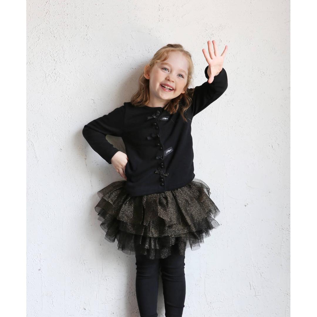 Rora スカート キッズ 女の子 通販 スカートパンツ 64042302 スカッツ レギンス付きスカート チュチュスカート チュールスカート キラキラ ふんわり パーティー イベント かわいい オシャレ 可愛い おしゃれ ボトムス 子ども服 子供服 キッズファッション ブラックゴールド 100cm
