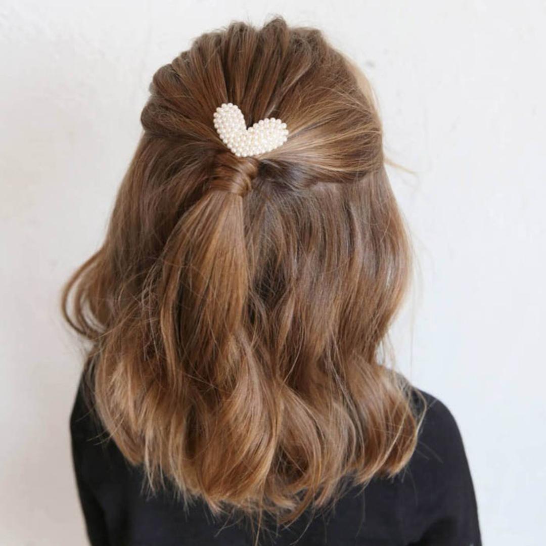 Rora ポニーフック 通販 ハートン 髪飾り ポニー フック ヘアカフ ヘアフック ポニーテール ハート パール ゴールド 女の子 子供 子ども こども フォーマル 卒園式 入学式 卒業式 結婚式 パーティー 発表会 七五三 ヘアアレンジ ヘアアクセサリー ホワイト フリー