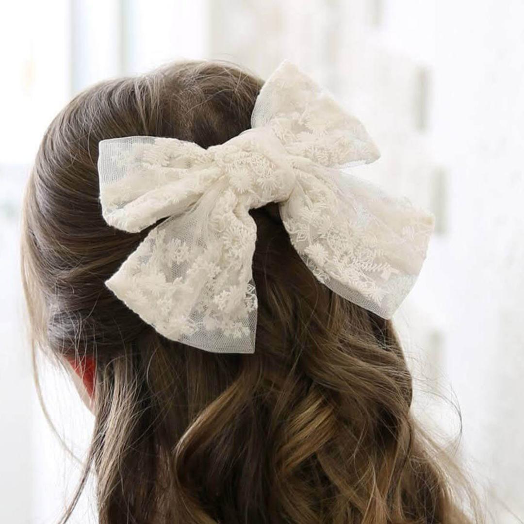リボン バレッタ 大きい 通販 髪飾り 子供 子ども 女の子 おしゃれ かわいい オシャレ 可愛い 卒園式 入園式 入学式 卒業式 ピアノ発表会 七五三 結婚式 パーティー レース シンプル ヘアアレンジ ヘアーアクセサリー ヘアアクセサリー キッズファッション キナリ フリー