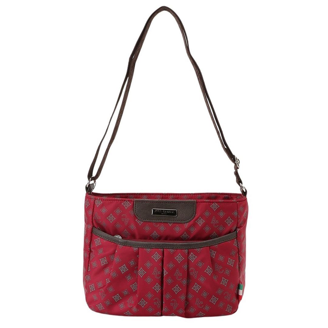 ショルダーバッグ レディース 斜めがけ 大人 軽量 ナイロン 通販 ショルダーバック 斜めがけバッグ 斜めがけバック 斜め掛け 横型 ななめがけ バッグ 肩掛け 鞄 ショルダー 大きめ キャリーオン 旅行 オシャレ おしゃれ かわいい レディースバッグ ダークレッド ・