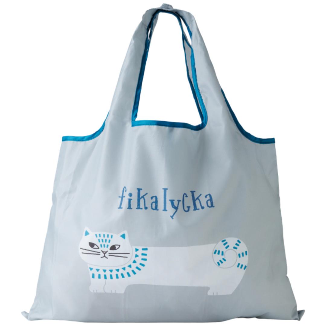 fikalycka エコバッグ フィーカリュッカ 通販 エコバック マイバッグ マイバック レディース 折りたたみ かわいい 2way マチ広 マチ付き コンパクト 可愛い おしゃれ 猫グッズ ネコ ねこ グッツ fika lycka 男女兼用バッグ グレー ・