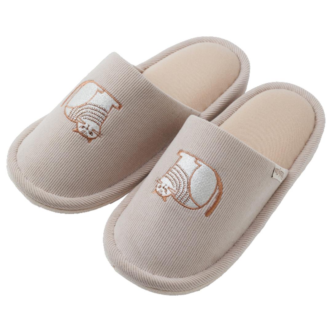 fikalycka スリッパ コーデュロイ 通販 ルームシューズ ルームスリッパ ルームサンダル 室内履き 部屋履き 室内スリッパ 前詰まりスリッパ 猫グッズ ネコ ねこ 洗える 手洗い かわいい おしゃれ フィカリュッカ フィーカリュッカ 生活雑貨 日用品雑貨 アイボリー ・