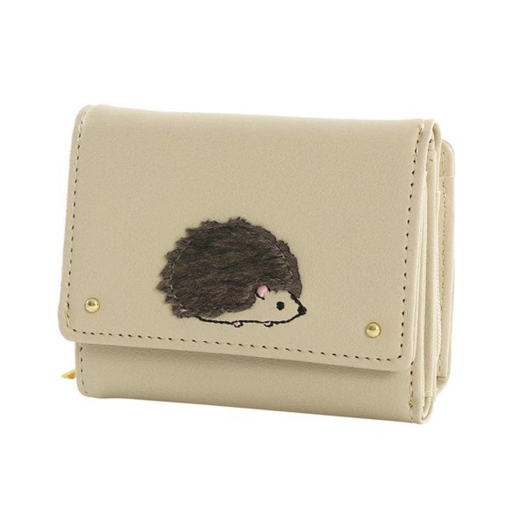 財布 レディース 三つ折り 通販 三つ折り財布 三つ折財布 折財布 折り財布 レディース財布 折りたたみ財布 折り畳み財布 さいふ サイフ コンパクト かわいい 可愛い おしゃれ オシャレ 女性 女の子 ハリネズミのハリー プレゼント ギフト アイボリー ・