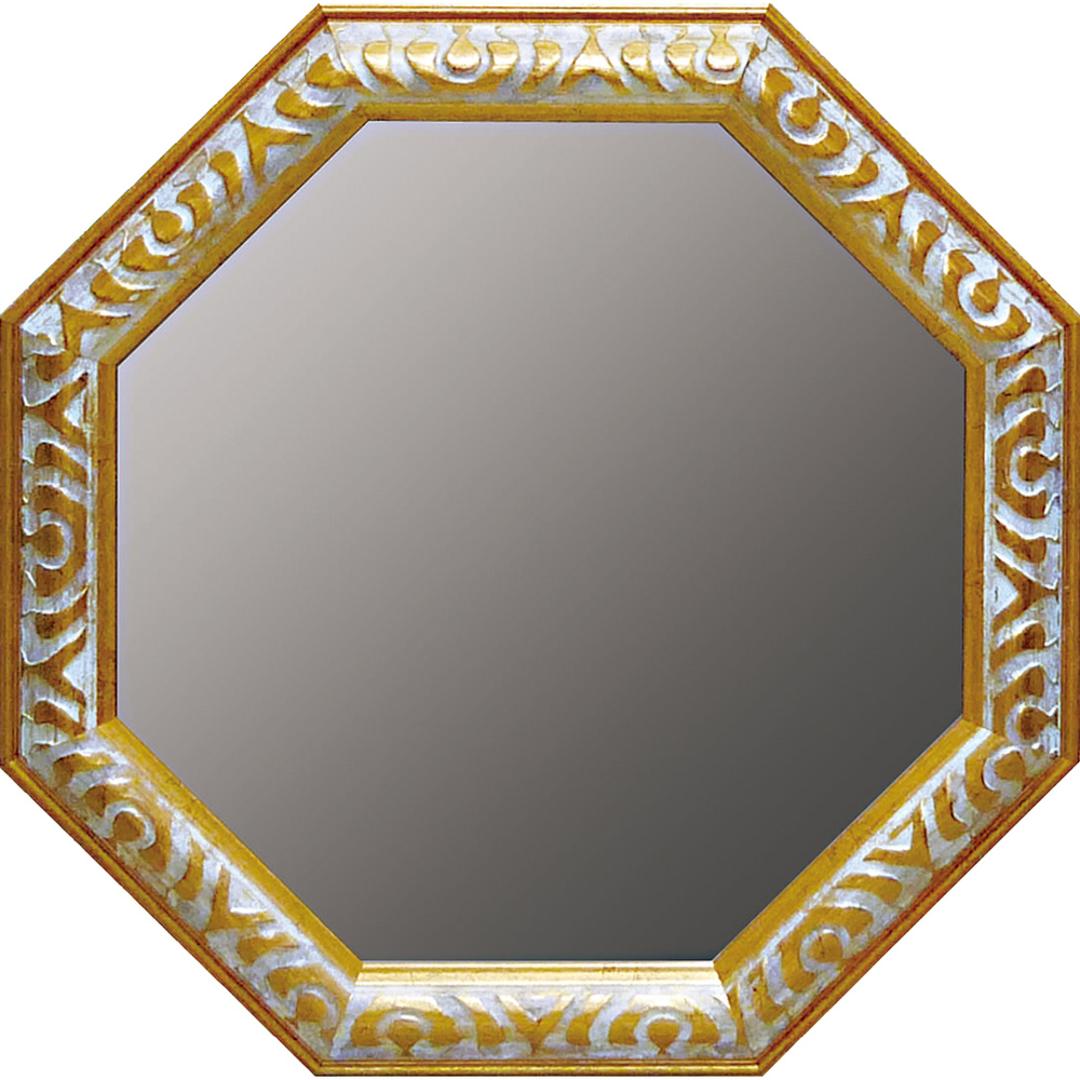 鏡 壁掛け 八角形 通販 日本製 約 37cm ウォールミラー 八角形ミラー 八角ミラー L 八角鏡 壁掛けミラー 玄関 洗面鏡 リビング 風水 グッズ 開運アイテム おしゃれ オシャレ 八角型 魔除け インテリア 雑貨 ゴールド/アンティークホワイト ・