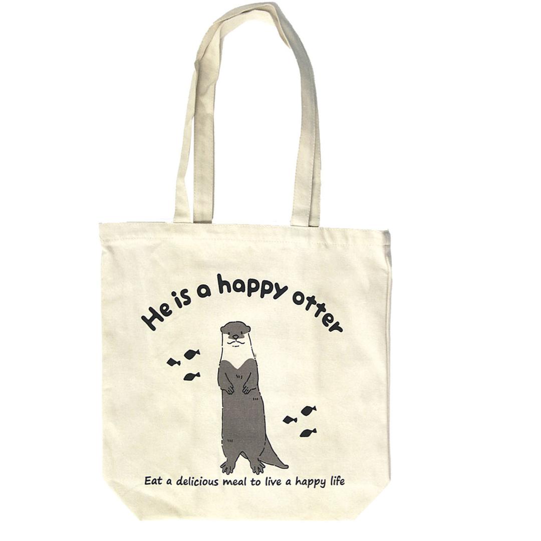 トートバッグ A4 縦長 通販 トートバック レディース トート バッグ かわいい アニマル柄 イラスト おしゃれ シンプル 布 通学 通勤 内ポケット付き 肩掛け マチあり マチ付き アニマルイラストトート 8726 レディースバッグ カワウソ ・