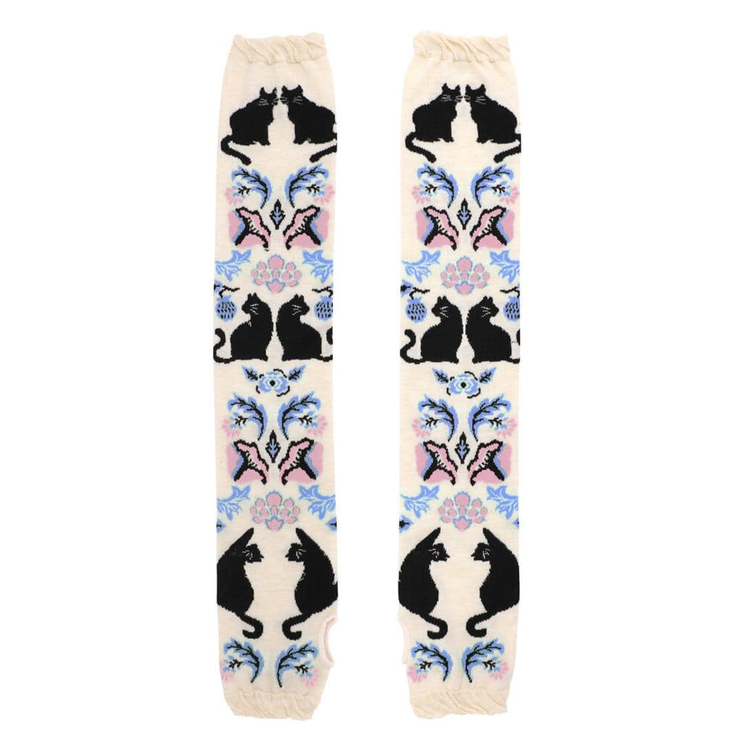 アームカバー 刺? UV レディース 通販 アーム カバー uv手袋 ししゅう メッシュ 蒸れにくい 日除け 日よけ 日焼け対策 UVケア 紫外線対策 快適 夏 かわいい 可愛い 模様 女性用 女性 おしゃれ オシャレ ランニング 運転 アウトドア ニャーベスクアイボリー ・