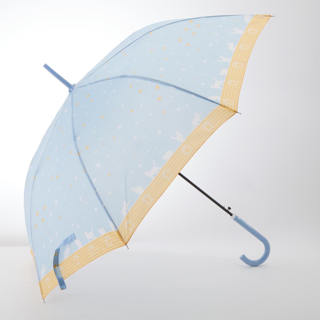 ジャンプ傘 傘 レディース かわいい 軽い 通販 丈夫 おしゃれ 折れにくい ドット柄 ネコ ドット ボーダー 58cm 軽量 グラスファイバー 雨傘 レディース雨傘 2913 2914 2893 ネコと星空(サックス) 【即日発送】グラスファイバー傘