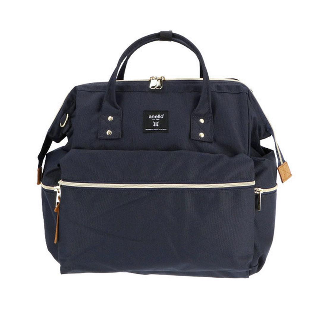 アネロ 3way リュック 撥水 通販 10ポケット レディース 2way ショルダーバッグ 通勤 通学 A4 斜めがけ 肩掛け ブランド anello おしゃれ 大人 かわいい シンプル 無地 CROSS BOTTLE クロスボトル はっ水リプリーブ REPREVE 口金3WAYボストン ATC3332R ATC3332R NV.ネイビー ・