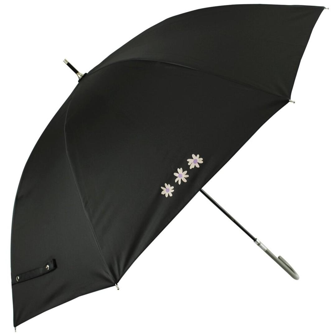 晴雨兼用傘 レディース 通販 長傘 晴雨兼用 雨傘 日傘 傘 かさ 55cm おしゃれ かわいい キャラクター グラスファイバー 手開き 55センチ 通勤 通学 女性 大人 女子 UVカット 一級遮光 遮熱 婦人傘 アテイン ATTAIN レディース雨傘 デイジー/ブラック ・