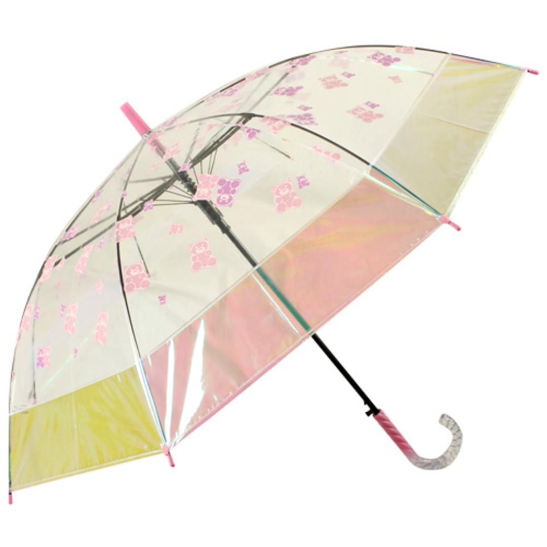 ビニール傘 子供 通販 傘 オーロラ ジャンプ傘 長傘 雨傘 オーロラビニール傘 かさ カサ 通学 レディース 女の子 女子 こども子供 キッズ 小学生 小学校 中学生 中学校 かわいい おしゃれ 可愛い オシャレ 切り替え 配色 アテイン 子ども傘 グミベアー 長傘55cm