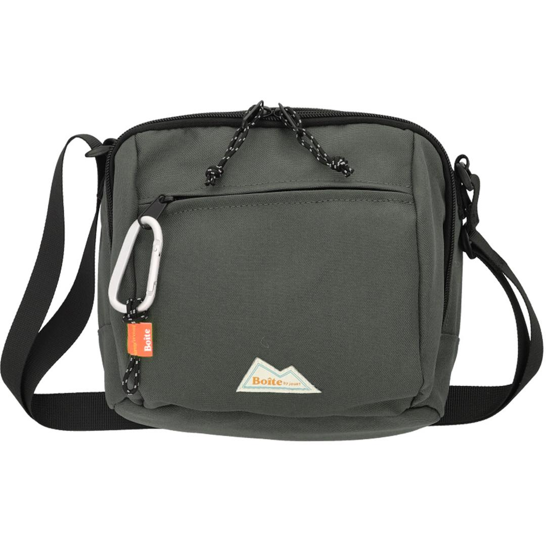 boite ボワット ショルダーバッグ ミニ B8171 通販 ミニショルダー ショルダーバック ショルダー 肩掛け 斜めかけ ななめ掛け 仕切り マチ メンズ レディース ユニセックス 男女兼用 大きく開く ファスナー カラビナ付き シンプル カジュアル GY ・