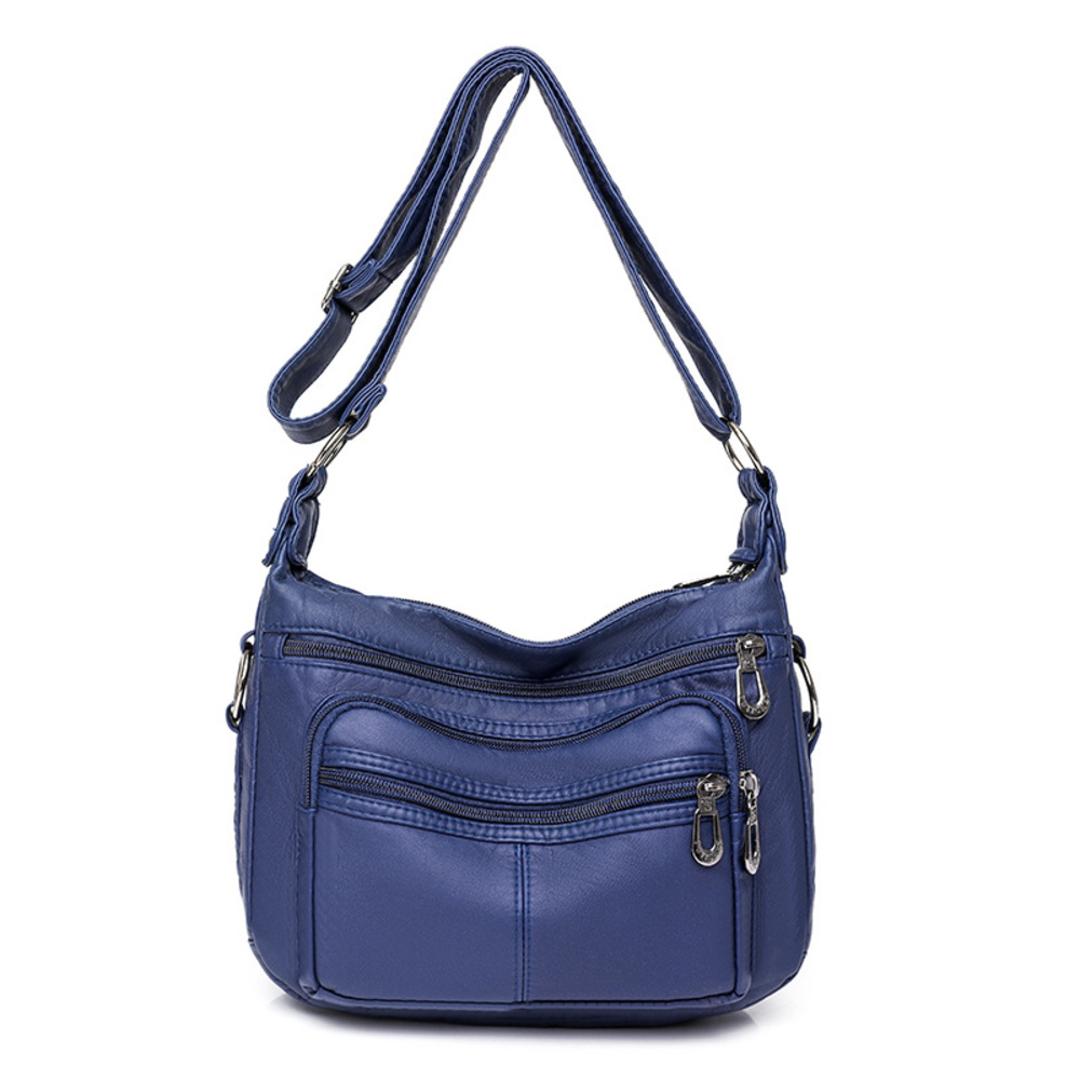 ショルダーバッグ レディース 斜めがけ 大人 小さめ 通販 ショルダーバック ショルダー バッグ 斜めがけバッグ 通勤 通学 旅行 トラベル 肩掛け 大容量 コンパクト おしゃれ シンプル ポケット たくさん カジュアル 40代 50代 女性 婦人 レディースバッグ ブルー ・