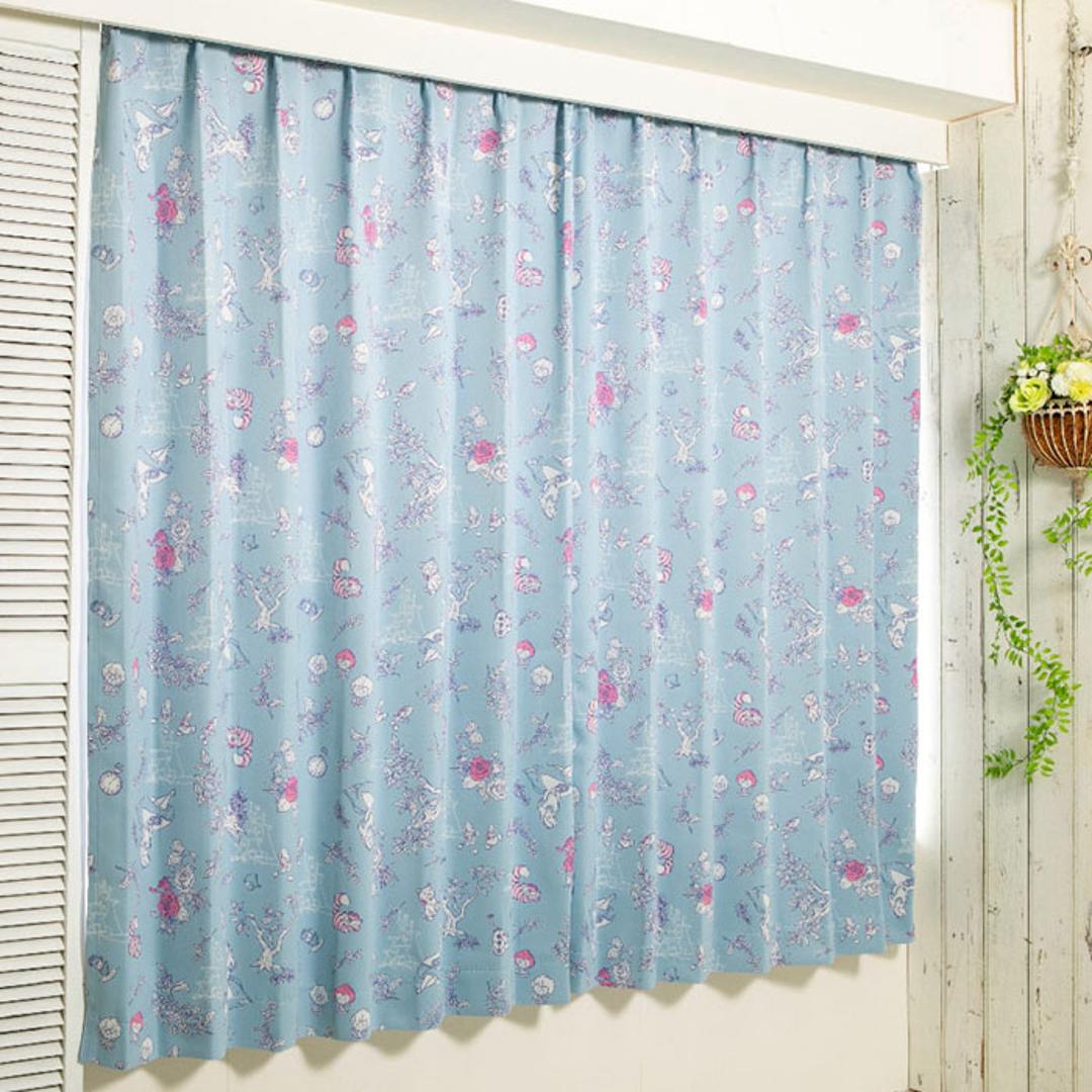 カーテン 2枚セット 通販 かわいい 可愛い 遮光 ディズニー おしゃれ 女の子 ラプンツェル 2枚組 遮光2級 100×135 幅100cm 丈135cm 子供部屋 プリンセス 大人 向け 洗える SB638Dアリス総柄 ・