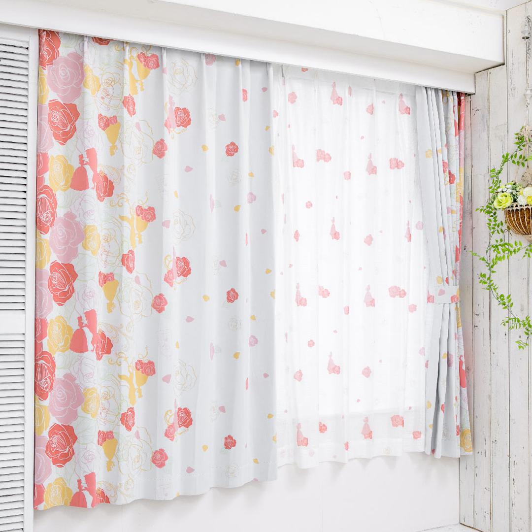 カーテン 2枚セット 通販 かわいい 可愛い 遮光 ディズニー おしゃれ 女の子 ラプンツェル 2枚組 遮光2級 100×135 幅100cm 丈135cm 子供部屋 プリンセス 大人 向け 洗える SB630Dベル横絵羽 ・