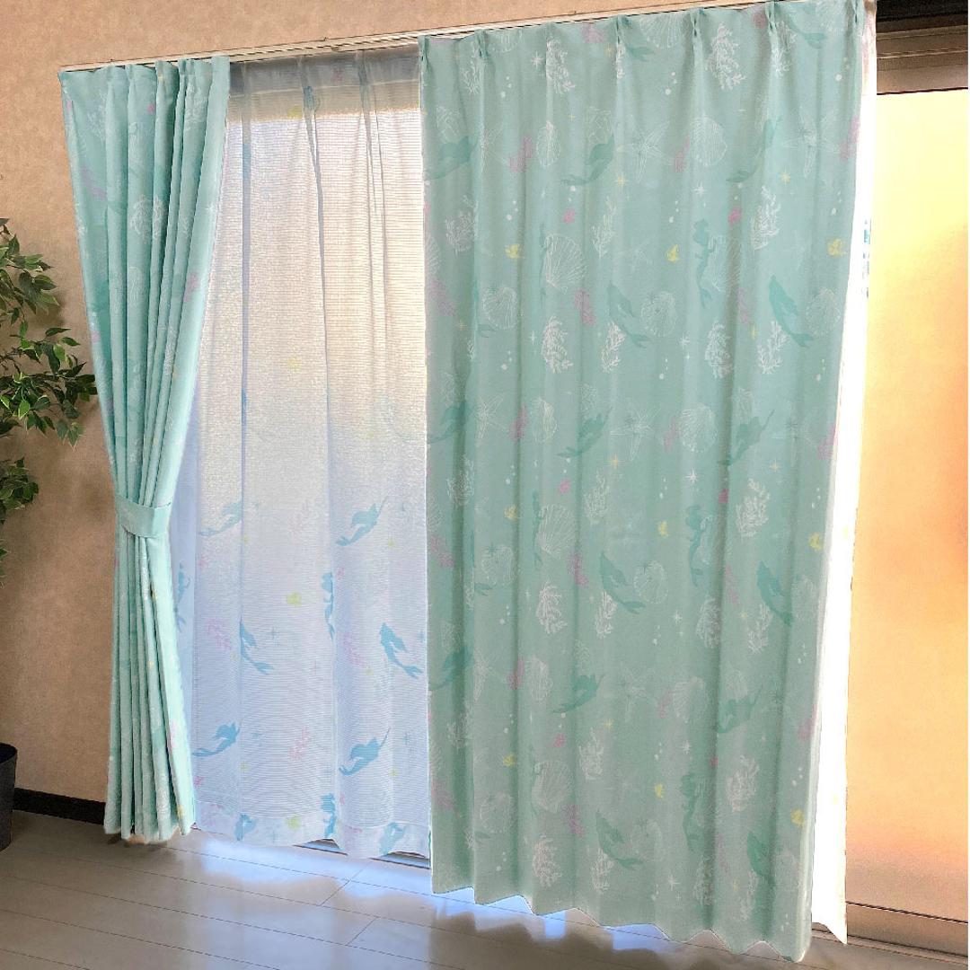 カーテン 2枚セット 通販 かわいい 可愛い 遮光 ディズニー おしゃれ 女の子 ラプンツェル 2枚組 遮光2級 100×135 幅100cm 丈135cm 子供部屋 プリンセス 大人 向け 洗える SB555Dアリエル ・