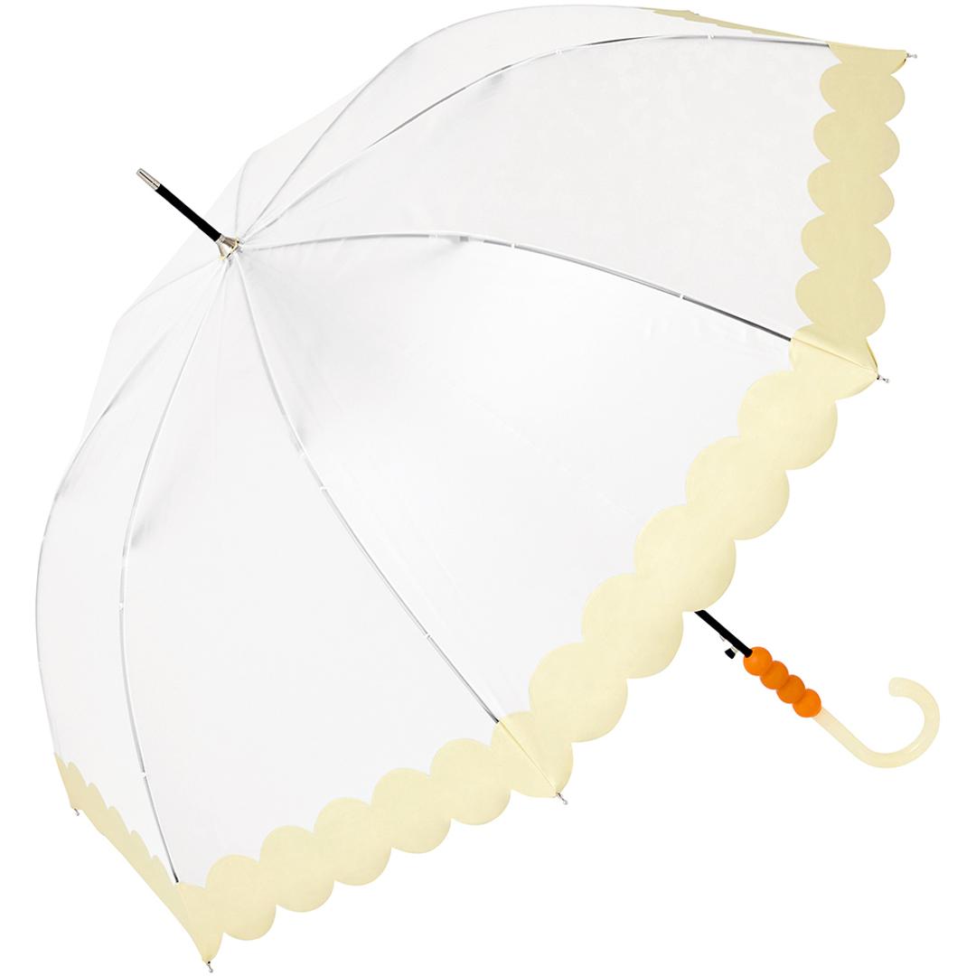 ビコーズ because 長傘 通販 ビニール傘 ジャンプ傘 長かさ 雨傘 かさ 傘 58cm 58センチ ワンタッチ グラスファイバー レディース 女性 おしゃれ かわいい デザイン 大人 女子 オシャレ 可愛い 撥水 通勤 通学 雨の日 レディース雨傘 ボンボン/ホワイト ・