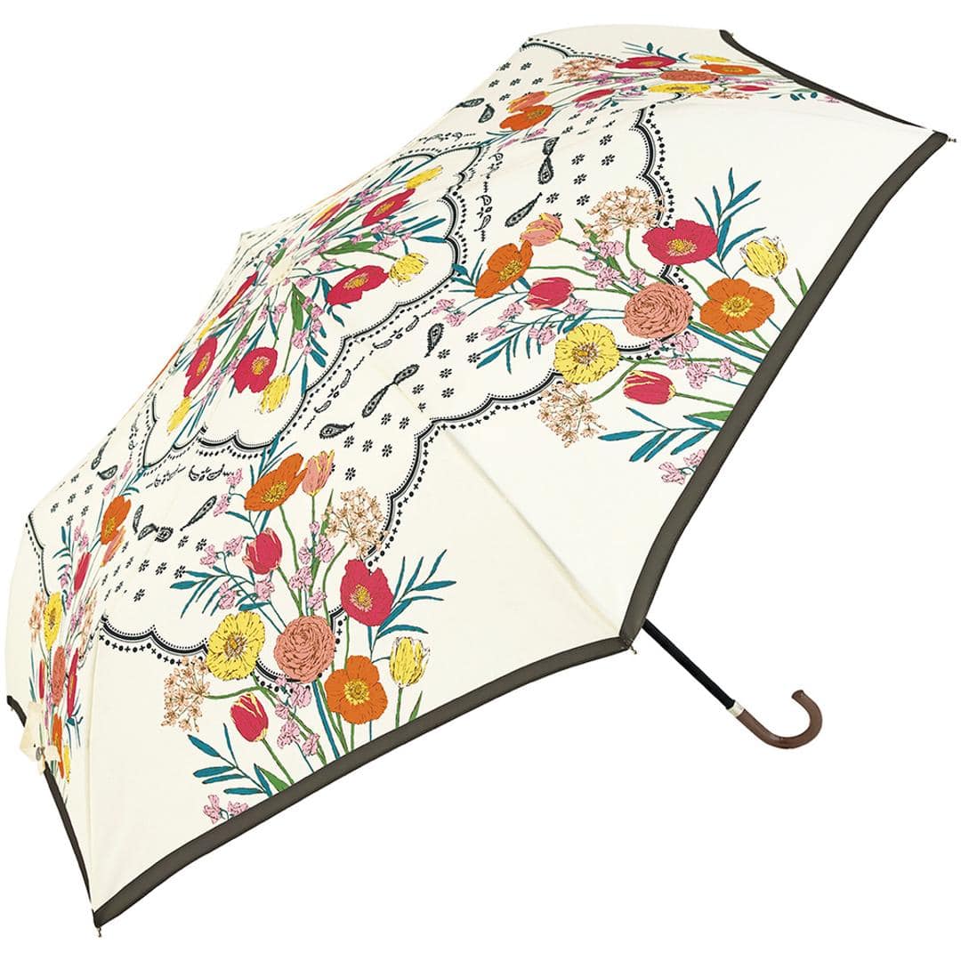 because 傘 ビコーズ 通販 晴雨兼用傘 折りたたみ傘 カサ かさ レディース 晴雨兼用 雨傘 撥水 雨具 UVカット おしゃれ かわいい オシャレ 可愛い シンプル お洒落 上品 50cm 手開き 通勤 通学 女性 女子 大人 ファッション小物 フラワースカーフ/アイボリー ・