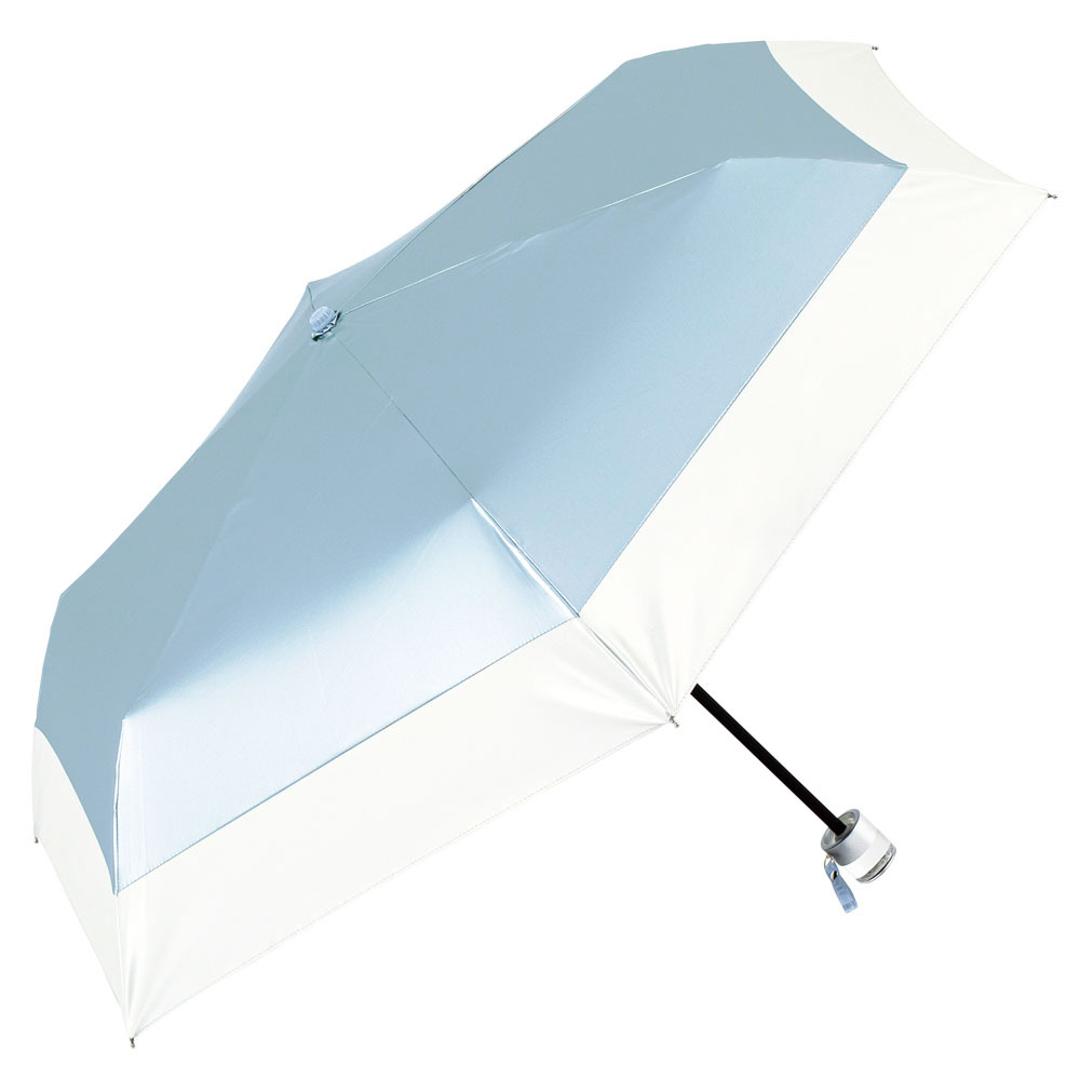 because ビコーズ パールブ 折りたたみ傘 軽量 レディース 通販 雨傘 日傘 傘 かさ カサ 婦人傘 晴雨兼用 折り畳み 折りたたみ UV対策 紫外線対策 輝き 光沢感 きらめき 熱中症対策 遮熱 かわいい 可愛い 通勤 通学 おしゃれ オシャレ バイカラー/サックス ・