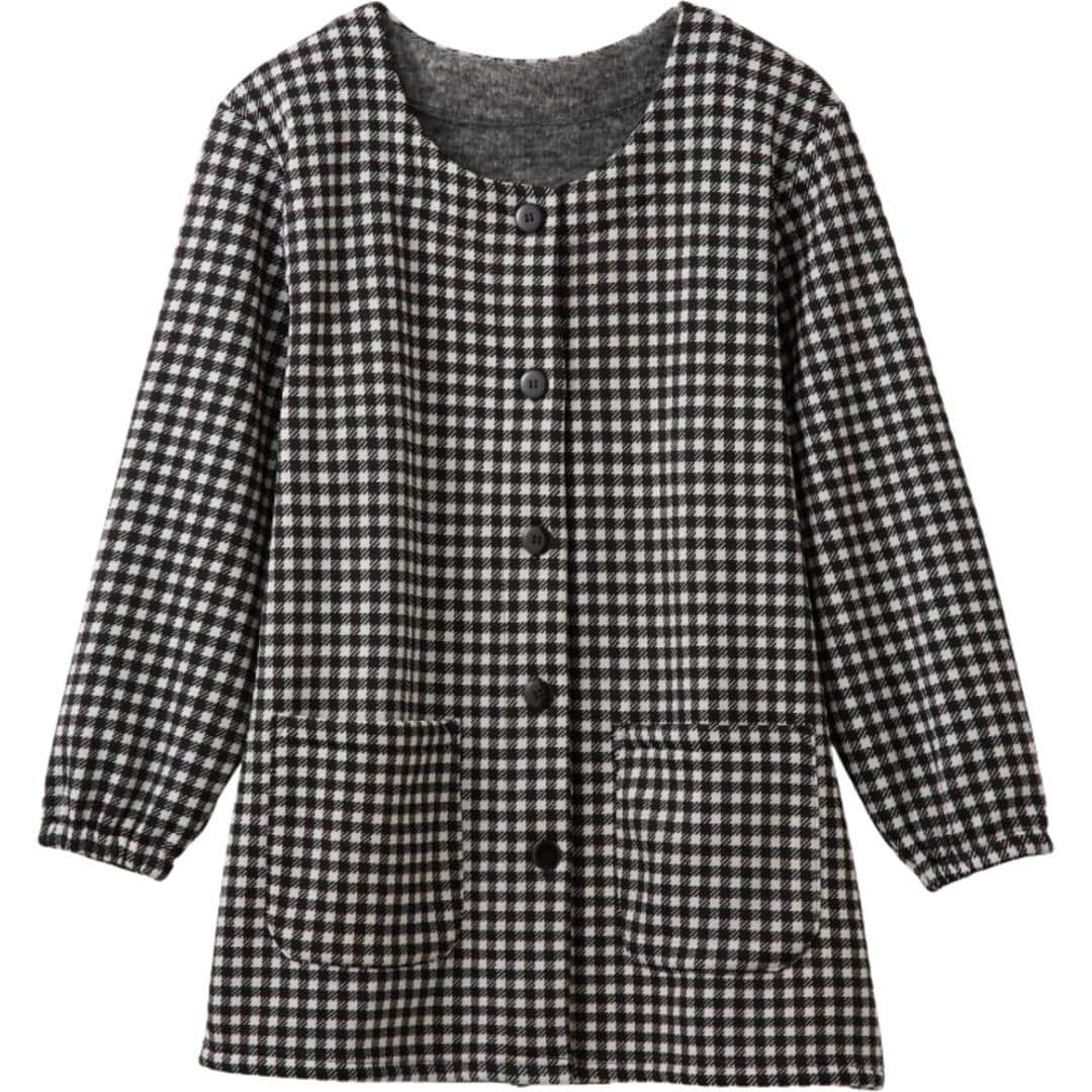 割烹着 暖かい 裏起毛 通販 かっぽう着 スモック 前開き 大人 エプロン レディース 長袖 袖付き あったか 秋 冬 秋冬 防寒 冬用 セルヴァン お尻 隠れる 保育士 大きいサイズ ゆったり かわいい おしゃれ ギンガムブラック M-Lサイズ