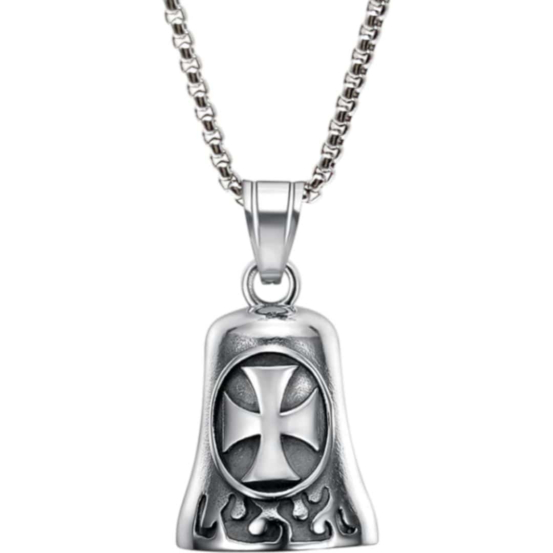 ネックレス ステンレス メンズ 通販 ロングネックレス メンズネックレス ペンダント ベルネックレス ステンレス製 バイカー ファッション アメカジ ラッキーベル ガーディアンベル アクセサリー カジュアル かっこいい 大人 お守り おしゃれ メンズアクセサリー No.1/クロス ・