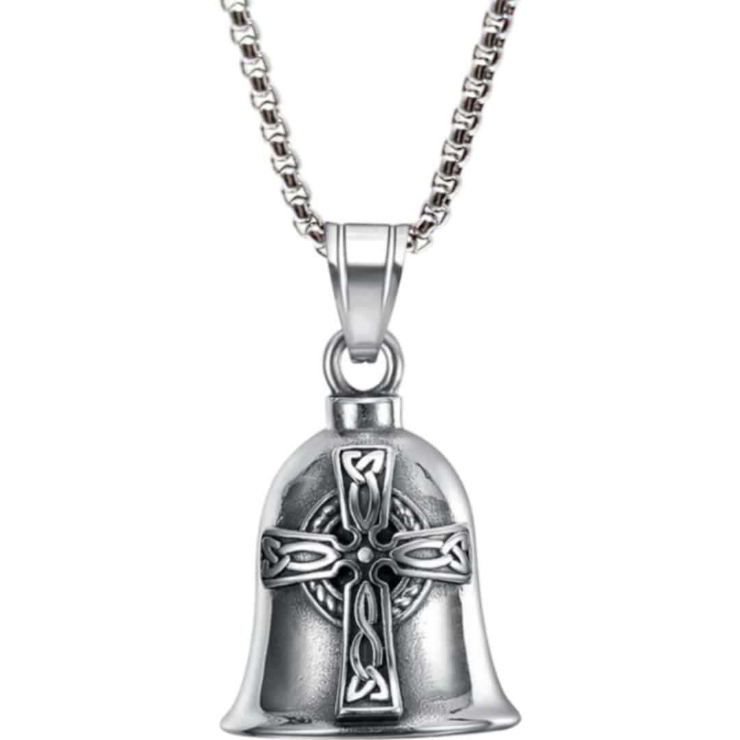 ネックレス ステンレス メンズ 通販 ロングネックレス メンズネックレス ペンダント ベルネックレス ステンレス製 バイカー ファッション アメカジ ラッキーベル ガーディアンベル アクセサリー カジュアル かっこいい 大人 お守り おしゃれ メンズアクセサリー No.5/クロス ・