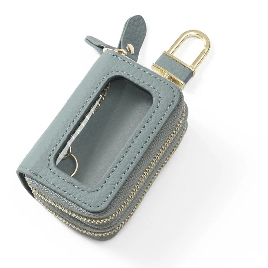 ブランポム キーケース Blanc Pomme BP-2017 通販 スマートキーケース リモコンキーケース キーホルダー スマートキーカバー 2個収納 クリア窓付き キー ケース 鍵 カバー 家の鍵 車の鍵 本革 革 レザー レディース コンパクト おしゃれ ブルー ・