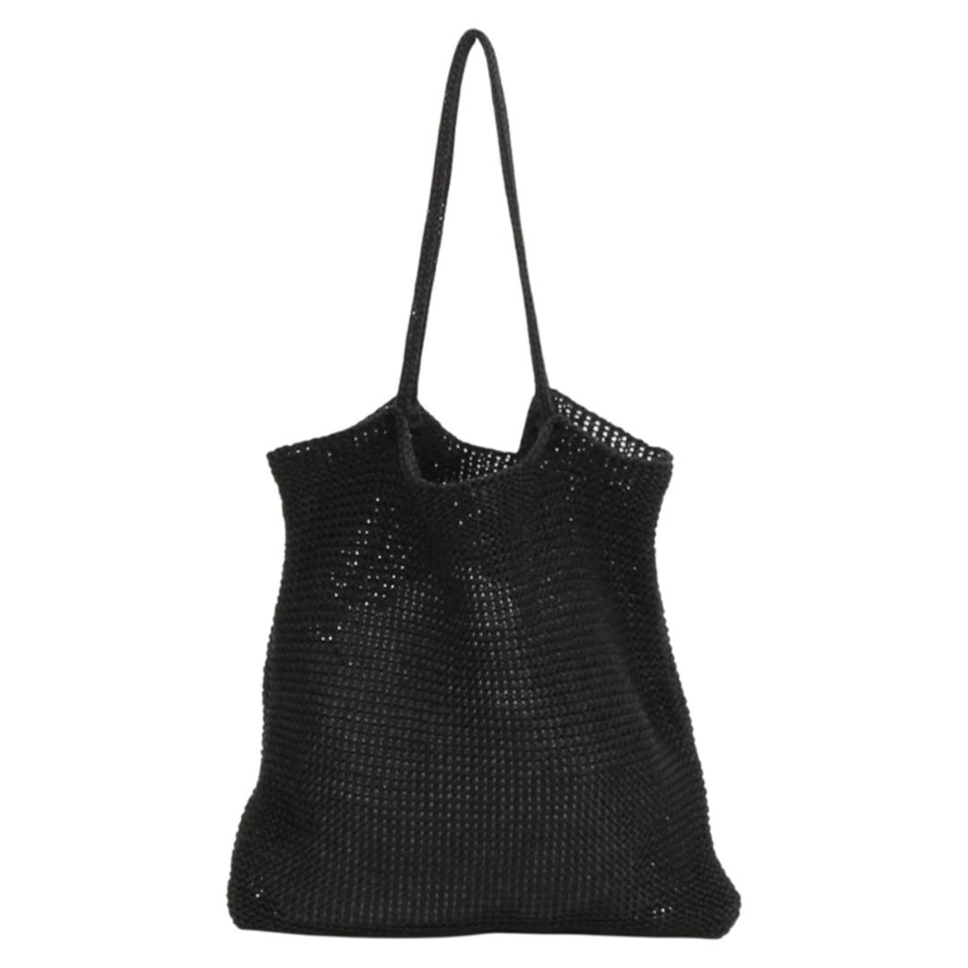 cachecache カシュカシュ トートバッグ ラメ糸 通販 トートバック トート 手提げ 肩掛け サブバッグ サブバック クロッシェトートバッグ 折り畳み 折りたたみ クロッシェ 普段使い シンプル 無地 レディース メンズ 男女兼用 カジュアル ブラック ・