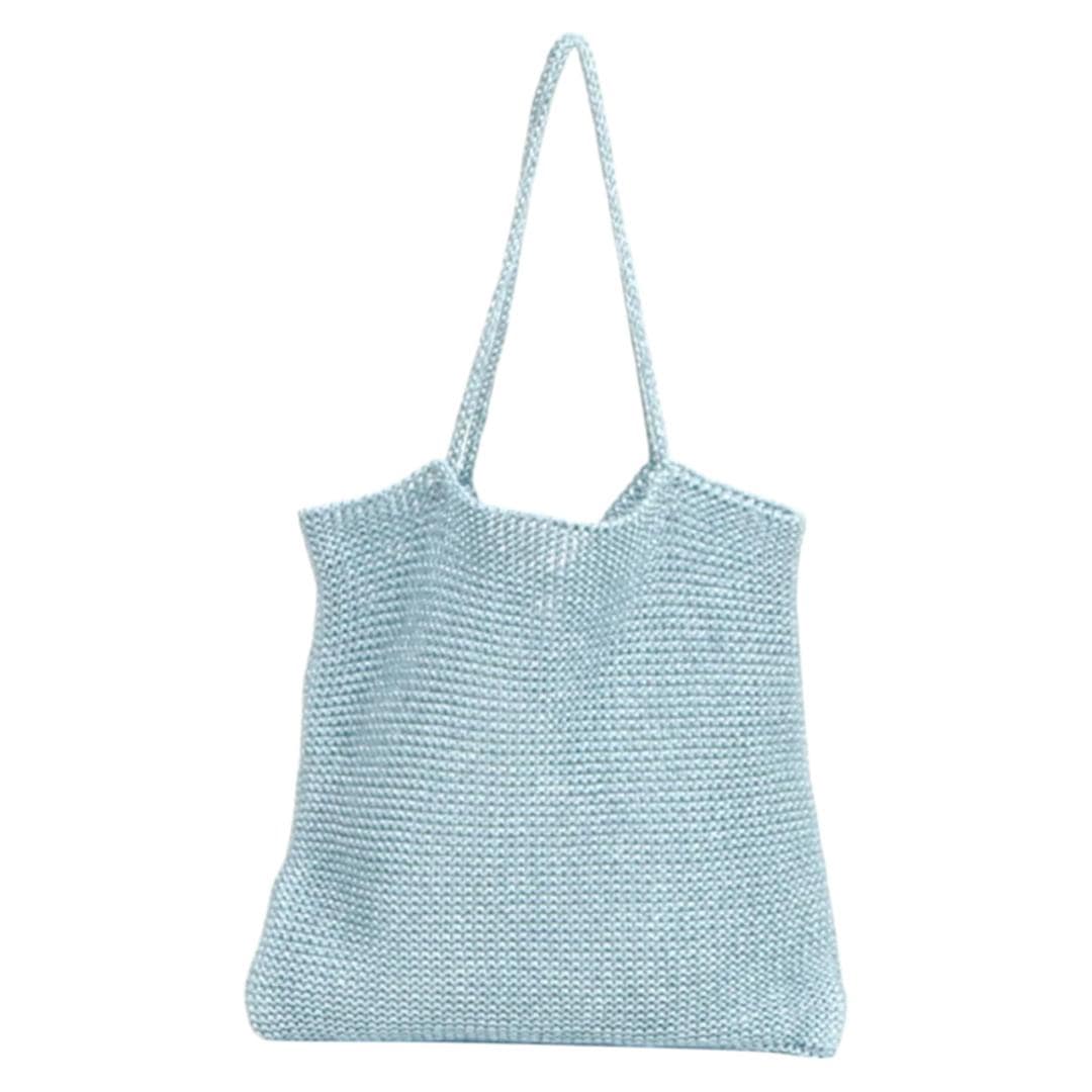 cachecache カシュカシュ トートバッグ ラメ糸 通販 トートバック トート 手提げ 肩掛け サブバッグ サブバック クロッシェトートバッグ 折り畳み 折りたたみ クロッシェ 普段使い シンプル 無地 レディース メンズ 男女兼用 カジュアル ブルー ・