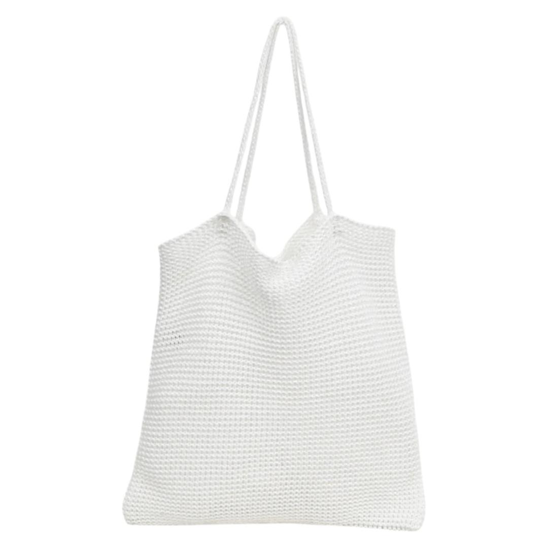 cachecache カシュカシュ トートバッグ ラメ糸 通販 トートバック トート 手提げ 肩掛け サブバッグ サブバック クロッシェトートバッグ 折り畳み 折りたたみ クロッシェ 普段使い シンプル 無地 レディース メンズ 男女兼用 カジュアル ホワイト ・