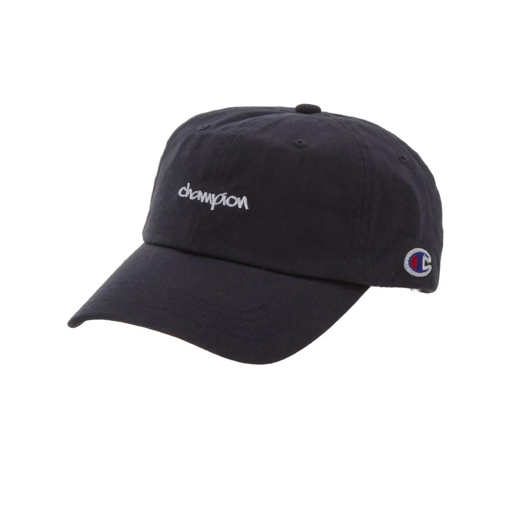 ローキャップ Champion チャンピオン 通販 CHAMPION キャップ 帽子 LOW CAP メンズ レディース 筆記体ロゴ ミニ刺繍 ワンポイント シンプル コットン 綿100% ストラップバック STRAPBACK おしゃれ かわいい キッズ 子ども 手洗い可 洗える サイズ調整 アウトドア 外遊び 黒 1810136.ネイビー ・