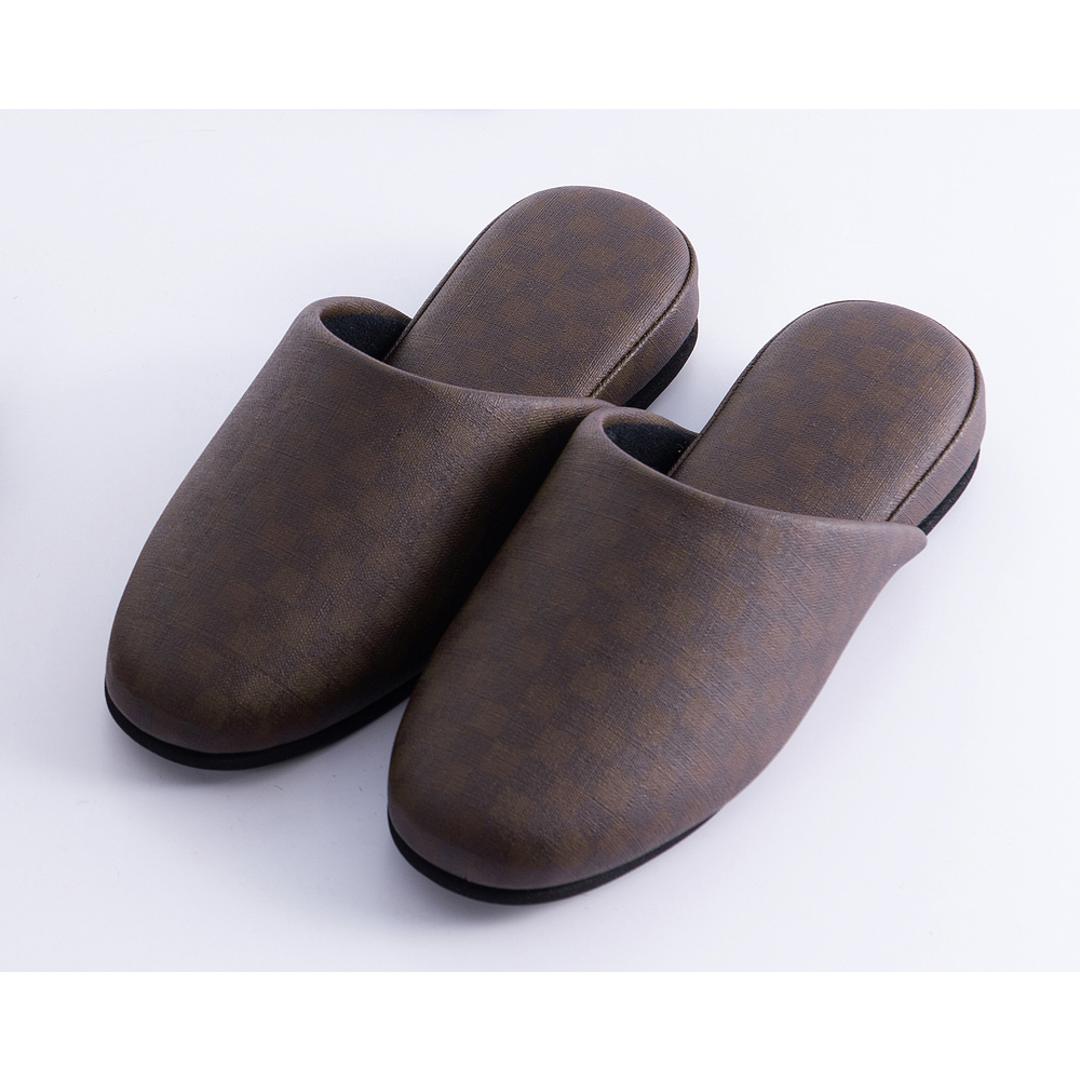 スリッパ 来客 通販 トイレスリッパ 室内スリッパ 来客用スリッパ 合皮 フェイク レザー 業務用 FEEL FOOT チェッカーL おしゃれ シンプル 抗菌 大人 大きめ 日用品 インテリア 雑貨 ブラウン ・