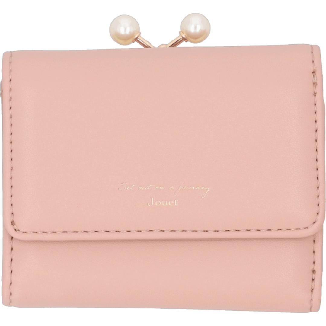 がま口財布 通販 JOUET ジョエット 財布 さいふ 合成皮革 ミニ財布 小銭入れ カード入れ コンパクト 小さい財布 ミニウォレット 女性 レディース おしゃれ かわいい シンプル お札入れ 折りたたみ財布 ギフト 贈り物 パールピンク ・