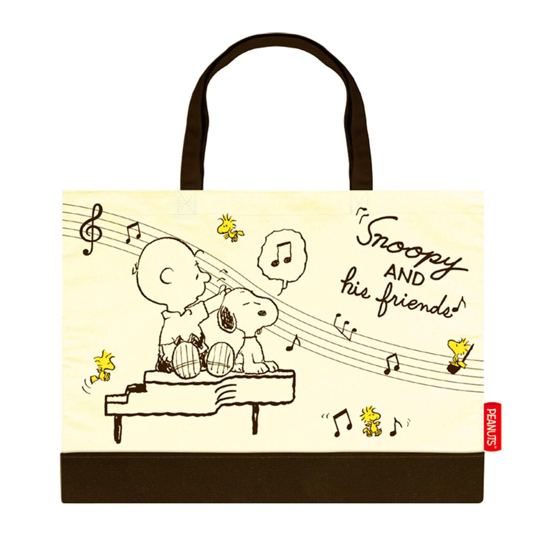 レッスンバッグ おしゃれ 通販 手提げバッグ 小学校 幼稚園 保育園 手提げ袋 布 トートバッグ a4 ディズニー マーベル SNOOPY スヌーピー 女の子 男の子 キッズ ジュニア 通園 通学 習い事 塾 綿 コットン 横 ヨコ B4 キャラクター かわいい 中学 高校 カレッジトート 52828.スヌーピーピアノ ・