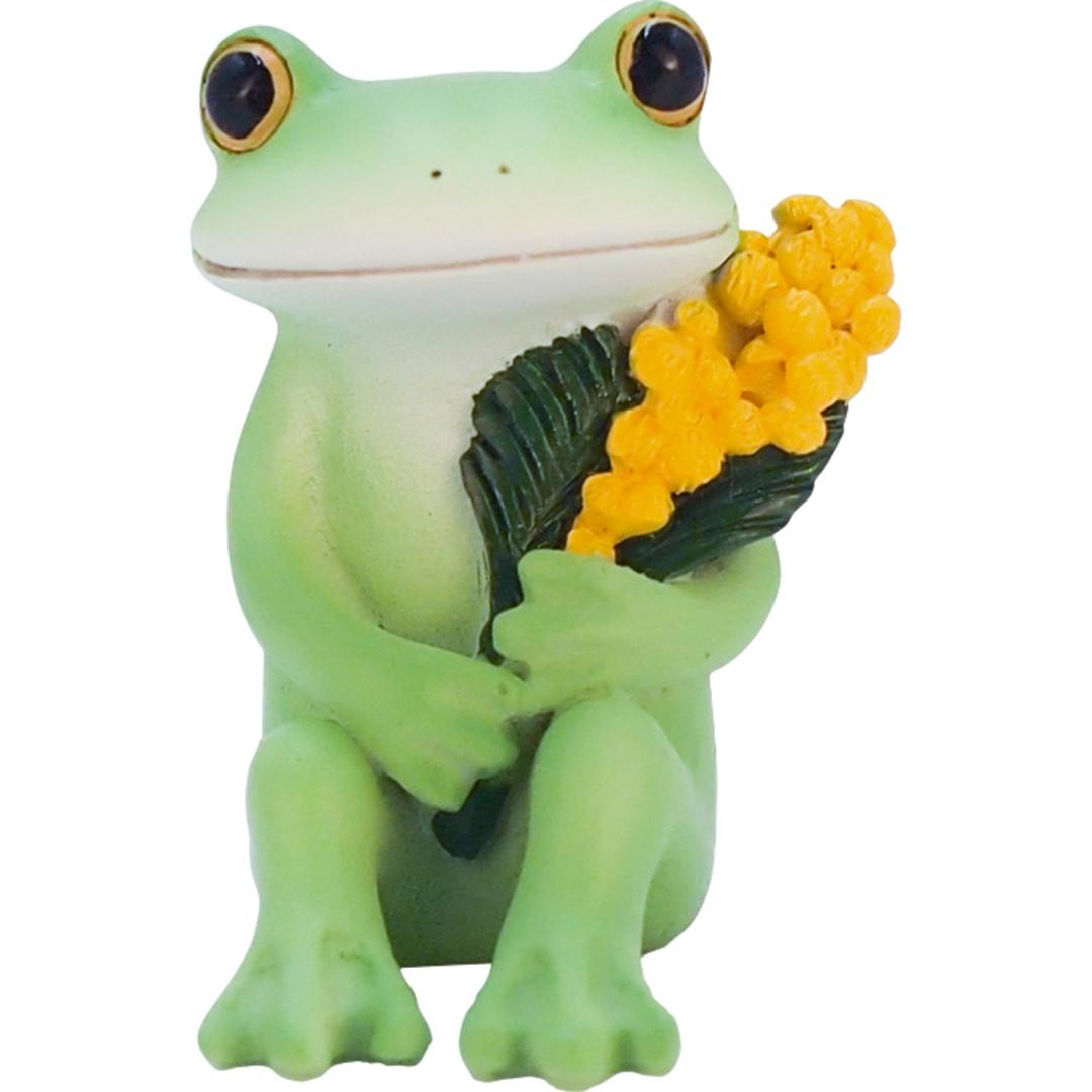 カエル 置物 通販 蛙 かえる 置き物 おきもの 玄関 トイレ ガーデニング おしゃれ かわいい インテリア オーナメント カエルグッズ フィギュア マスコット 飾り オブジェ 癒し Copeau コポー ギフト 贈り物 ミモザとカエル ・