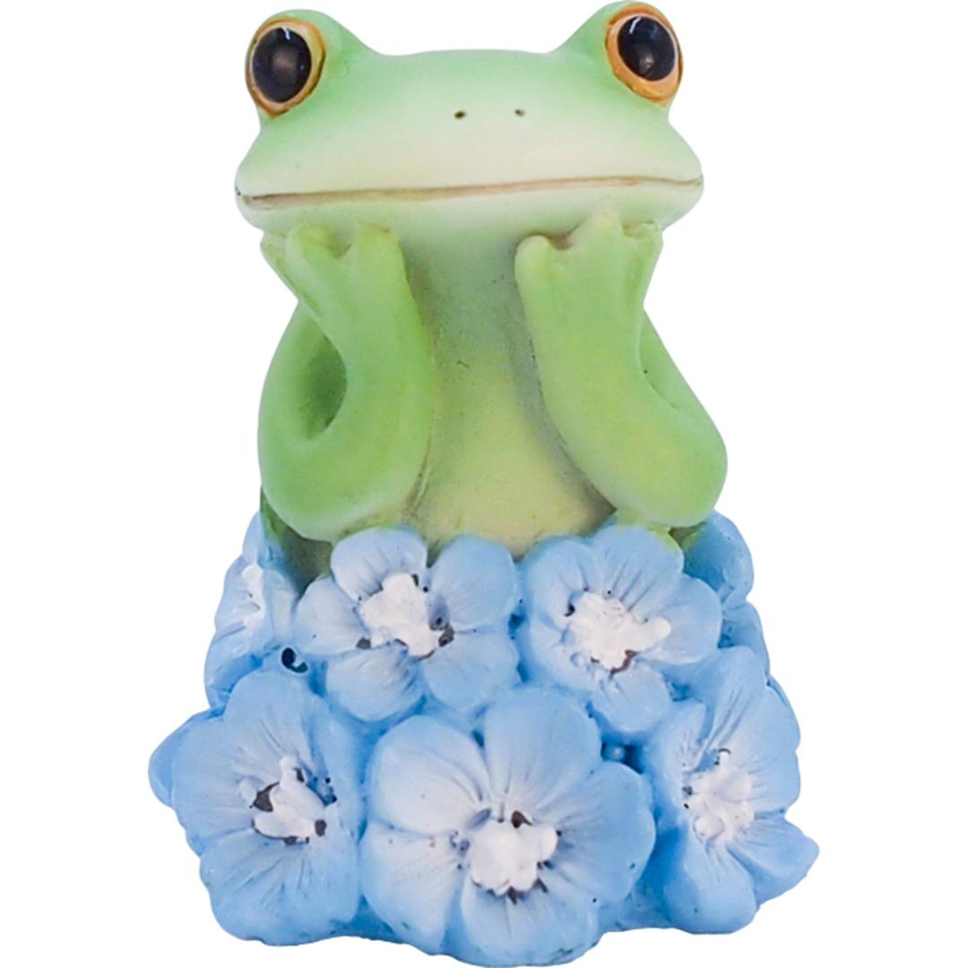カエル 置物 通販 蛙 かえる 置き物 おきもの 玄関 トイレ ガーデニング おしゃれ かわいい インテリア オーナメント カエルグッズ フィギュア マスコット 飾り オブジェ 癒し Copeau コポー ギフト 贈り物 ネモフィラ畑のカエル ・