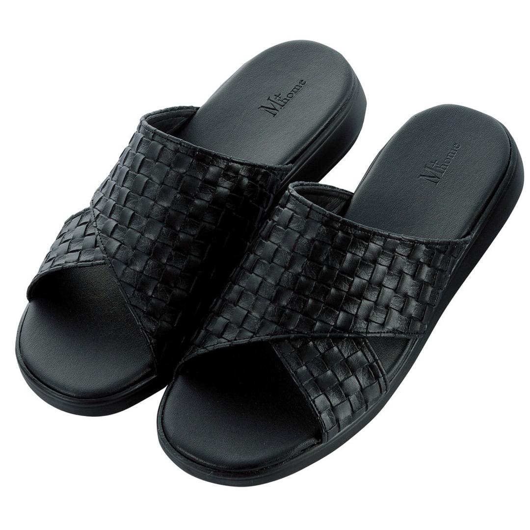 サンダル メンズ 通販 日本製 Mプラスhome エムプラスホーム スリッパ メンズサンダル 外履き 外履きサンダル 室内履き おしゃれ お洒落 大人 男性 紳士 カジュアル シンプル 草履 ぞうり オフィスシューズ 父の日 敬老の日 ギフト 贈り物 ブラック M(25.5-26cm)