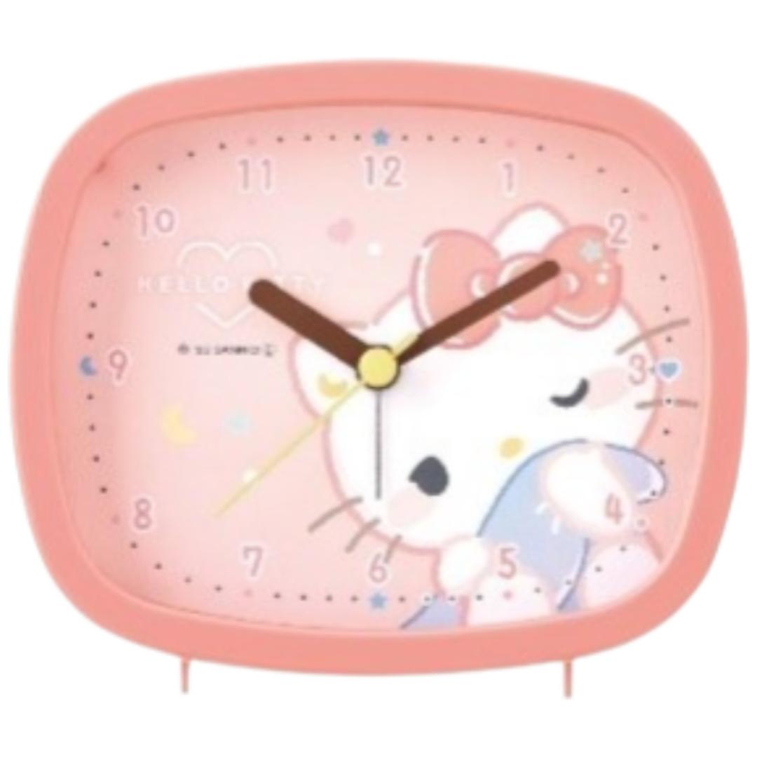 目覚まし時計 子供 キャラクター 通販 置き時計 アナログ 置時計 目覚まし 時計 めざましどけい スクエアライトクロック スクエア型 女の子 女子 ライト付 入学 入園 誕生日 お祝い ギフト 贈り物 キッズ こども 子ども 子供部屋 かわいい インテリア むにゃっとハローキティ ・