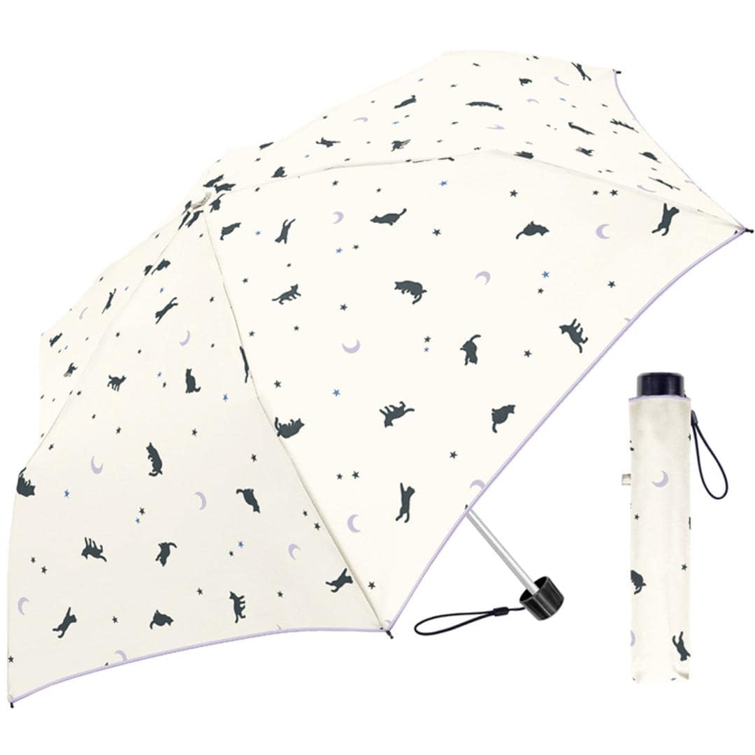 折りたたみ傘 レディース おしゃれ 通販 丈夫 55cm 軽量 耐風 グラスファイバー骨 かわいい 可愛い 6本骨 雨 雨の日 婦人傘 折傘 あめ 梅雨 オリタタミ 折畳み 折畳 折り畳み クラックス Windy Drop ナイトキャットWH ・