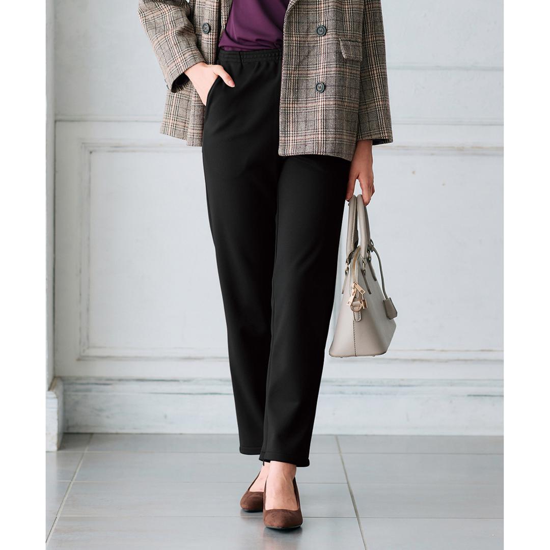 パンツ 裏起毛 レディース 通販 日本製 ズボン 長ズボン ロングパンツ レディースパンツ 裏起毛パンツ 裾ファスナー カジュアルパンツ カジュアル ファスナー付き ファスナー 女性 あったか あたたかい 暖かい 秋 冬 シンプル 無地 ボトムス ブラック Mサイズ