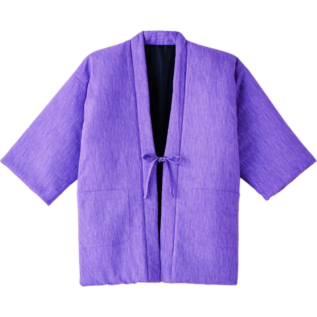 高島ちぢみ はんてん 中綿 通販 袢纏 半纏 ハンテン 部屋着 ルームウェア ルームウエア 羽織 羽織り あったか あたたかい 暖かい ぽかぽか 室内着 和風 中綿入り メンズ レディース 男女兼用 ユニセックス 暖か 防寒対策 冷え対策 パープル 女性用M~L