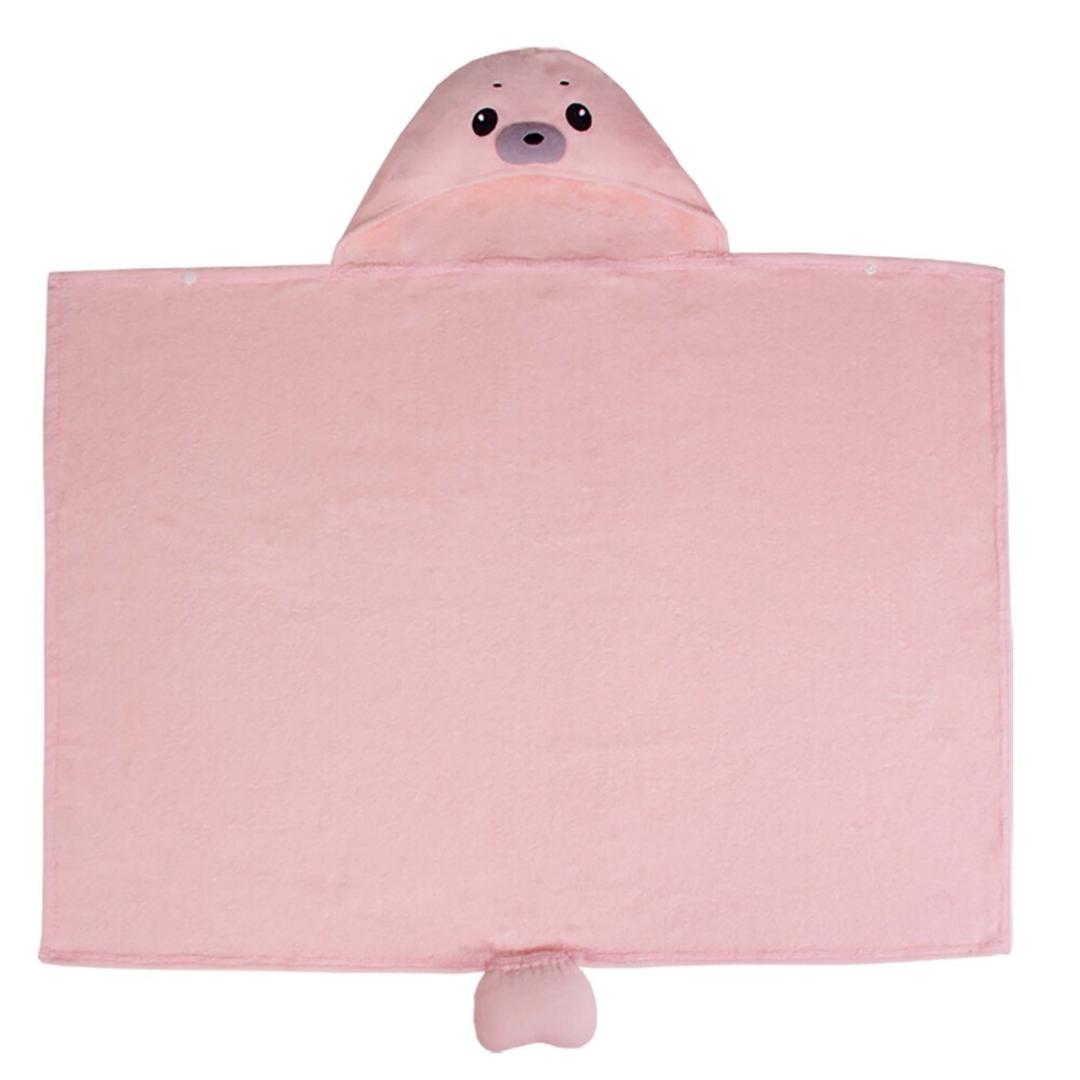 deigo ベビー バスタオル フード付き 通販 フードタオル フードバスタオル ベビータオルポンチョ ベビーバスローブ おくるみ タオル お風呂上がり キッズ 赤ちゃん 新生児 子供 こども 子ども 男の子 女の子 出産祝い ギフト プレゼント プール アザラシ/ピンク ・