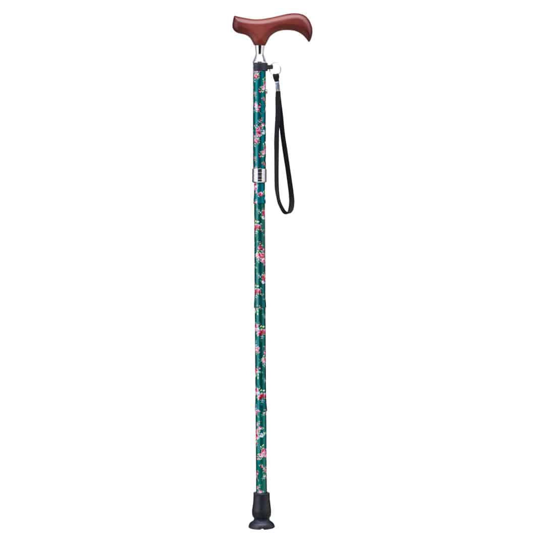 杖 折りたたみ 通販 愛杖 Eシリーズ 折りたたみタイプ ステッキ つえ ツエ ケイホスピア 折り畳み おしゃれ 無地 軽量 介護用品 女性用 男性用 シニア 高齢者 敬老の日 母の日 父の日 ギフト 祖母 祖父 老人 E-255B.グリーン花柄 ・
