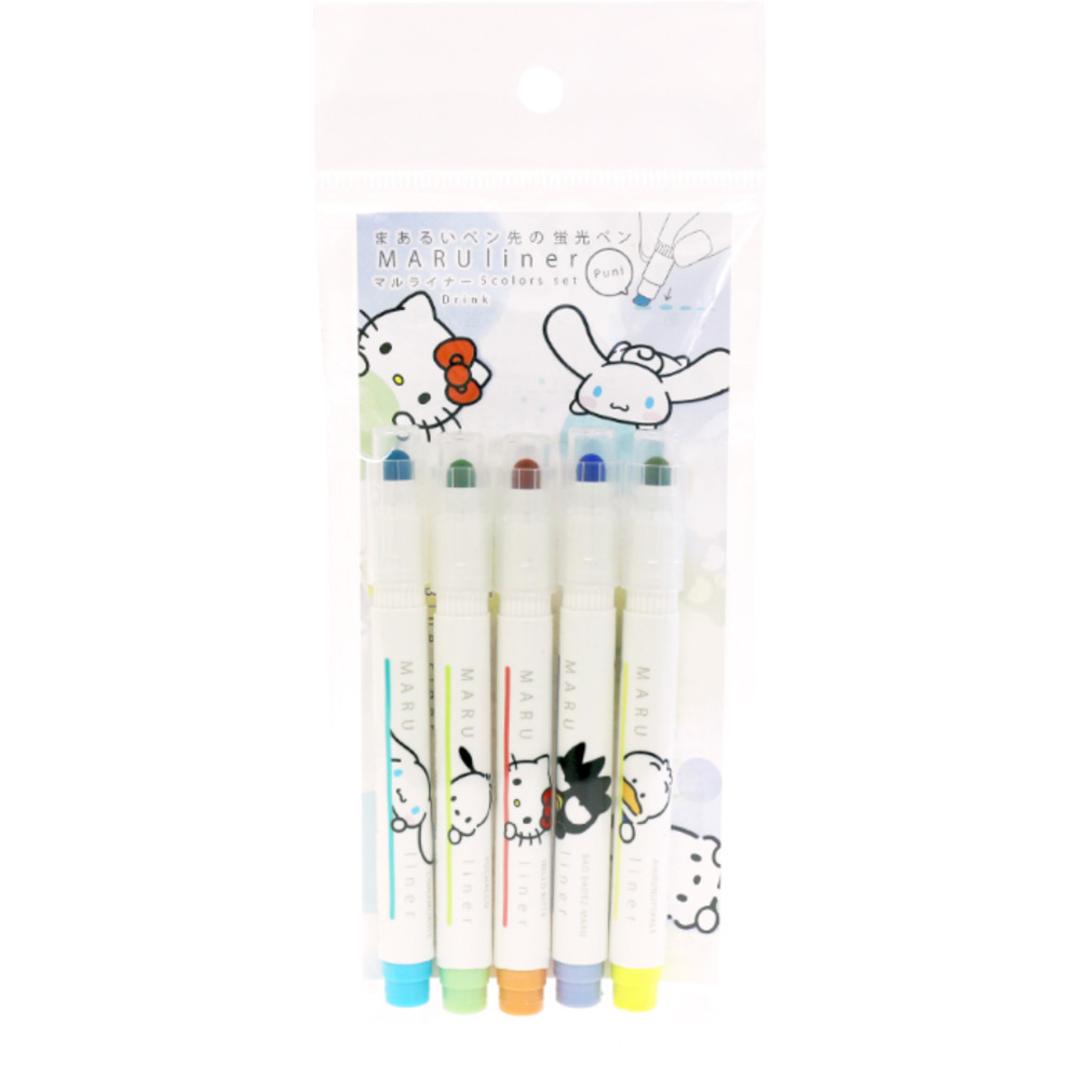 マルライナー 5色セット サンリオキャラクターズ 通販 蛍光ペン マーカーペン 蛍光マーカー 5色 カラーペン 色ペンセット ペン 筆記具 筆記用具 文具 文房具 ステーショナリー サンリオグッズ 可愛い かわいい 勉強 学習 小学生 中学生 デコレーション Aセット/ドリンク ・