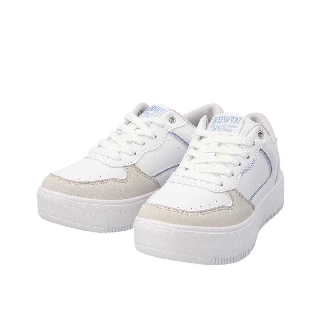 EDWIN スニーカー エドウィン EDW-4375 通販 靴 ローカットスニーカー 運動靴 レディース 軽量 軽い 厚底 カジュアル シンプル 仕事 通勤 通学 学校 中学生 高校生 女子 おしゃれ かわいい 歩きやすい レディース靴 WHITE 23cm