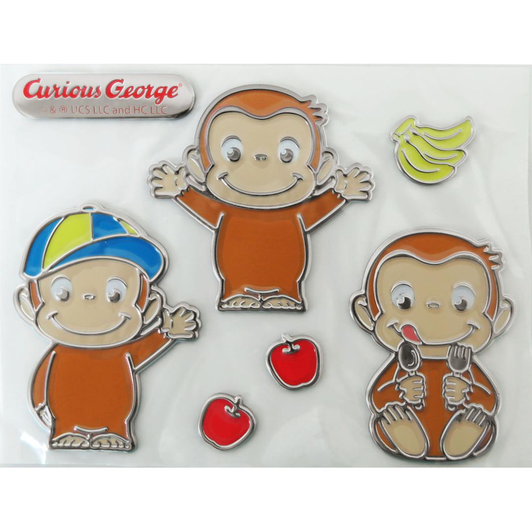 エンブレム ステッカー キャラ 通販 エンブレムステッカー 車 ボディ デコシール シール キャラクター かわいい おしゃれ シルバー メタリック パソコン スマホ デコレーション ドレスアップ用品 カーアクセサリー カーグッズ カー用品 自動車 車用品 おさるのジョージ ・