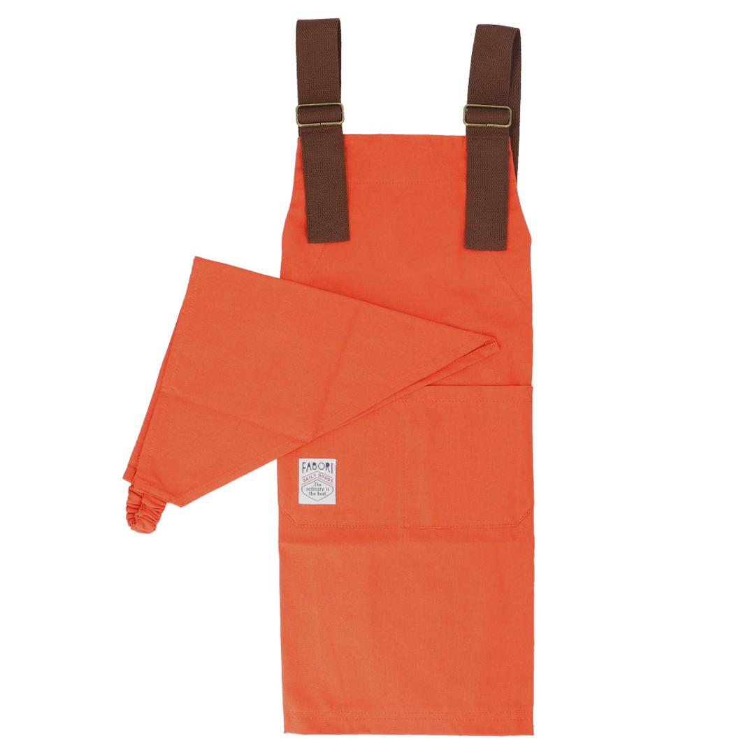 fabori エプロン キッズ 通販 キッズエプロン 子どもエプロン 子供エプロン 子供用エプロン 子ども用エプロン 子供用 子ども用 女の子 男の子 子供 子ども 作業用 料理用 無地 かぶるだけ ギフト 贈り物 シンプル カジュアル 可愛い オシャレ TANGERINE ・