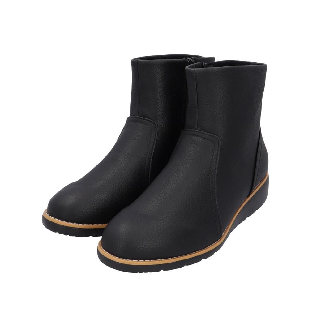 fee des fleurs フェ・デ・フルール ブーツ レディース 通販 ショートブーツ レディースシューズ 靴 シューズ 婦人靴 ショート クッション性 耐摩耗性 脱ぎ履き簡単 ファスナー やわらかめ シンプル 無地 秋 冬 女性用 レディース靴 ブラック 22.5cm