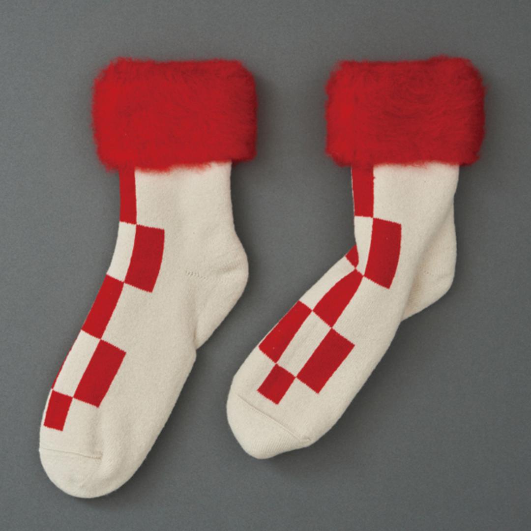 靴下 あったか レディース 通販 メンズ あったか靴下 ソックス もこもこソックス ルームソックス FLUFFY SOCKS フラッフィーソックス あったかソックス もこもこ 冬 秋冬 ふかふか クルーソックス レッグウエア レッグウェア FF07 ファッション小物 LATTICE/Lライトベージュ S-M(約22.5-25cm)